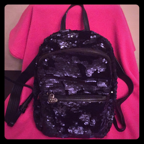 black sequin mini backpack